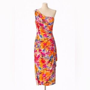 Chiara Boni Vibrant Floral One-Shoulder Dress